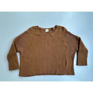 Cabi Luna Pullover Ribbed Crewneck Sweater Cropped Caramel Tan #3364 - Medium